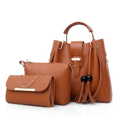 2020 New Fashion 3 Pcs Bucket Ladies Bags Pu Leather Handbag Set